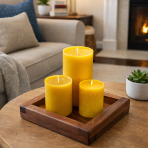 Handcrafted Walnut Candle Holder Tray – Warm, Timeless Décor